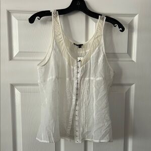 Theory White Sleeveless Fitted Tank Top